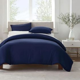 Serta Simply Clean Solid Duvet Cover Queen (Option: Navy Blue)