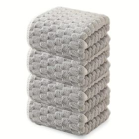 Waffle Ultra-soft Bath Towel 4/1pc, Super Absorbent And Quick-drying Adult Ultra-fine Fiber Towel, Quick-drying Textured Towel, Soft Spa And Fitn (Option: 4piecegray)