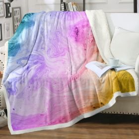 Pastel Fleece Throw Blanket Rainbow Marble Sherpa Blanket for Girls Women Colorful Tie Dye Plush Fuzzy Blanket for Sofa Bed Couch (size: 150x200cm)