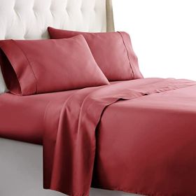 Full Size Sheets Set - Bedding Sheets & Pillowcases w/ 16 inch Deep Pockets - Fade Resistant & Machine Washable - 4 Piece 1800 Series Full Bed Sh (Color: Red, Piece Type: 4 Piece 1800 Series Full Bed)