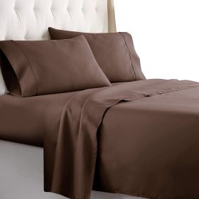 Full Size Sheets Set - Bedding Sheets & Pillowcases w/ 16 inch Deep Pockets - Fade Resistant & Machine Washable - 4 Piece 1800 Series Full Bed Sh (Color: brown, Piece Type: 4 Piece 1800 Series Full Bed)