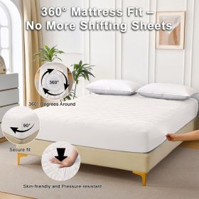 Diamond Grid Ultrasonic Waterproof Mattress Protector, FULL (Color: White)