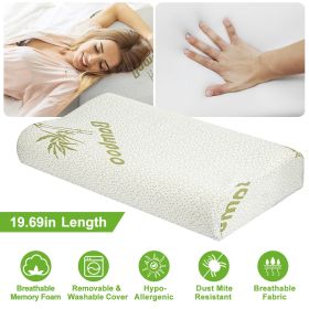 Bamboo Memory Foam Sleep Pillow Contoured Cervical Orthopedic Pillow Neck Support Breath Pillow (size: L)