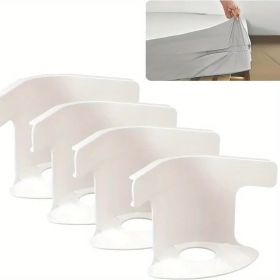 "Heavy Duty Lock Sheet Holders - Bed Sheet Clips Keep Fitted Sheets Tight on All Mattress Sizes (Twin/Queen/King)" (Color: White 4pcs)