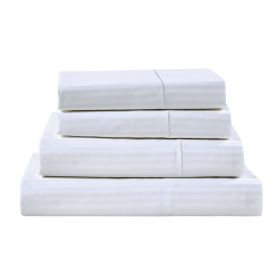 Kathy Ireland 500 Thread Count Damask Stripe Sheet Set (Color: White, size: FULL)