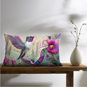 2 Pcs Of Tropical Hummingbird Art Bedroom Satin Printed Soft And Skin Friendly Pillowcase Suitable For All Seasons (Option: 51x102cm-Purple)